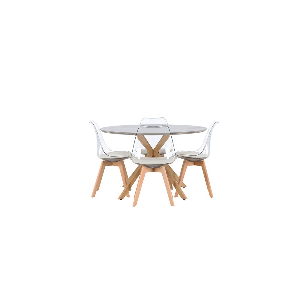 Spisegruppe Venture Home Piazza Ø120 cm med 4 stk Edvin Stoler