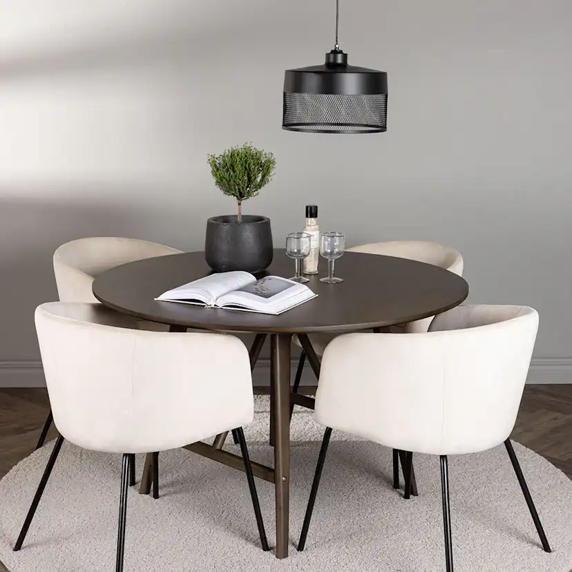 Spisegruppe Venture Home Kaseidon Ø100 cm med 4 stk Berit Stoler