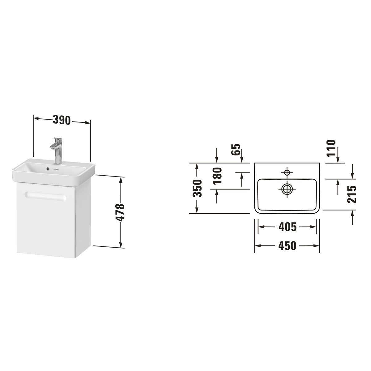 Möbelpaket No.1 450x350 mm Antrasitt Matt, Venstre