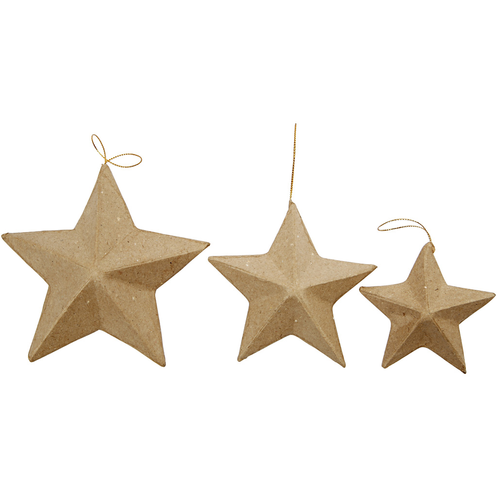 Stjerner Creativ Company Papir Mache D7,5+10+12,5 cm 6 St/1 Pk
