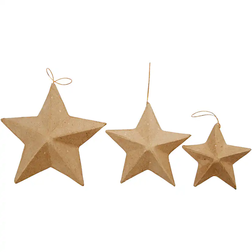 Stjerner Creativ Company Papir Mache D7,5+10+12,5 cm 6 St/1 Pk
