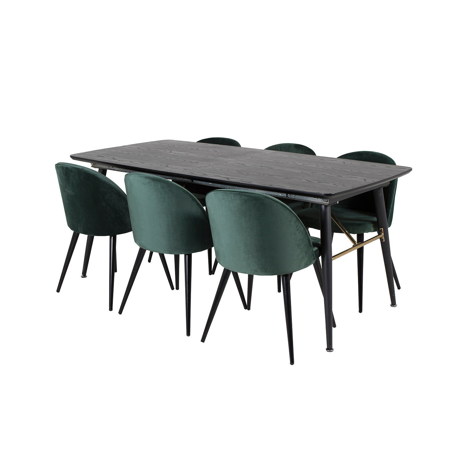 Spisegruppe Venture Home Gold med 6 Velvet Stoler