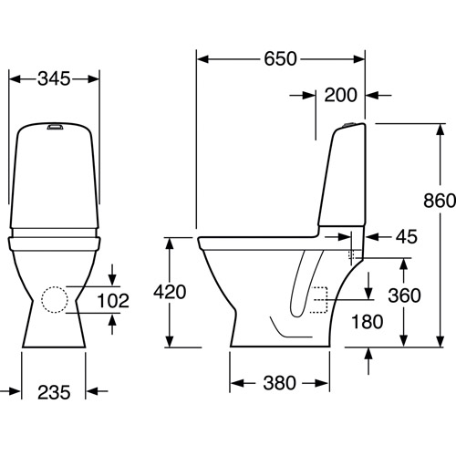Gustavsberg Nautic 1510 Hygienic Flush utan Toalettsits Utan Toalettsits