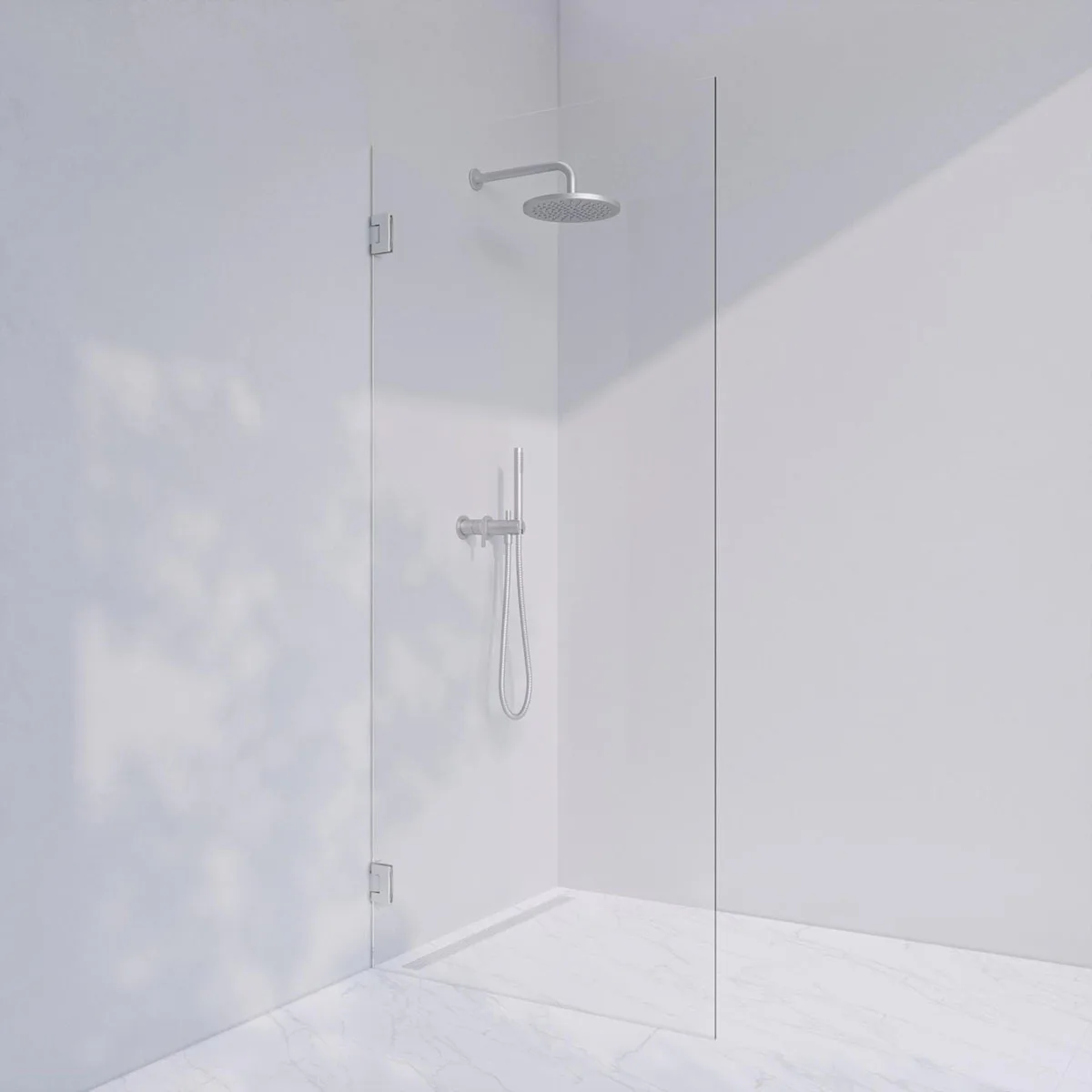 Invitrea Flair GH2/Högerhängd/80/Blank krom/Klart glas Glastyp: Klarglas, Profil: Blank Krom, Hängning: Högerhängd, Bredd: 800 mm