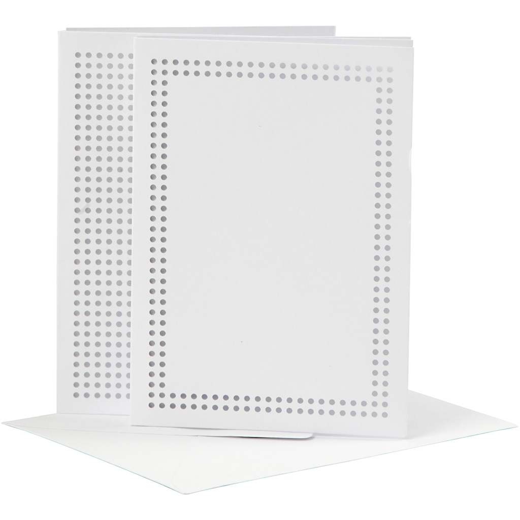 Kort til Broderi Creativ Company Kortstr 105x15 cm Konv Str 115x165 cm Hvit 6 stk/1 Pk
