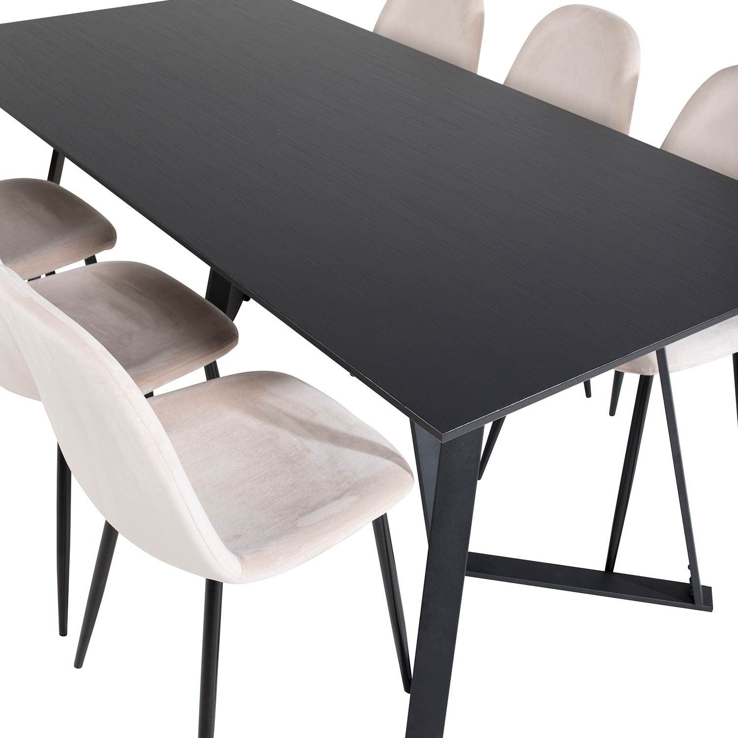 Spisegruppe Venture Home Madde med 6 Pobbie Stoler Fløyel