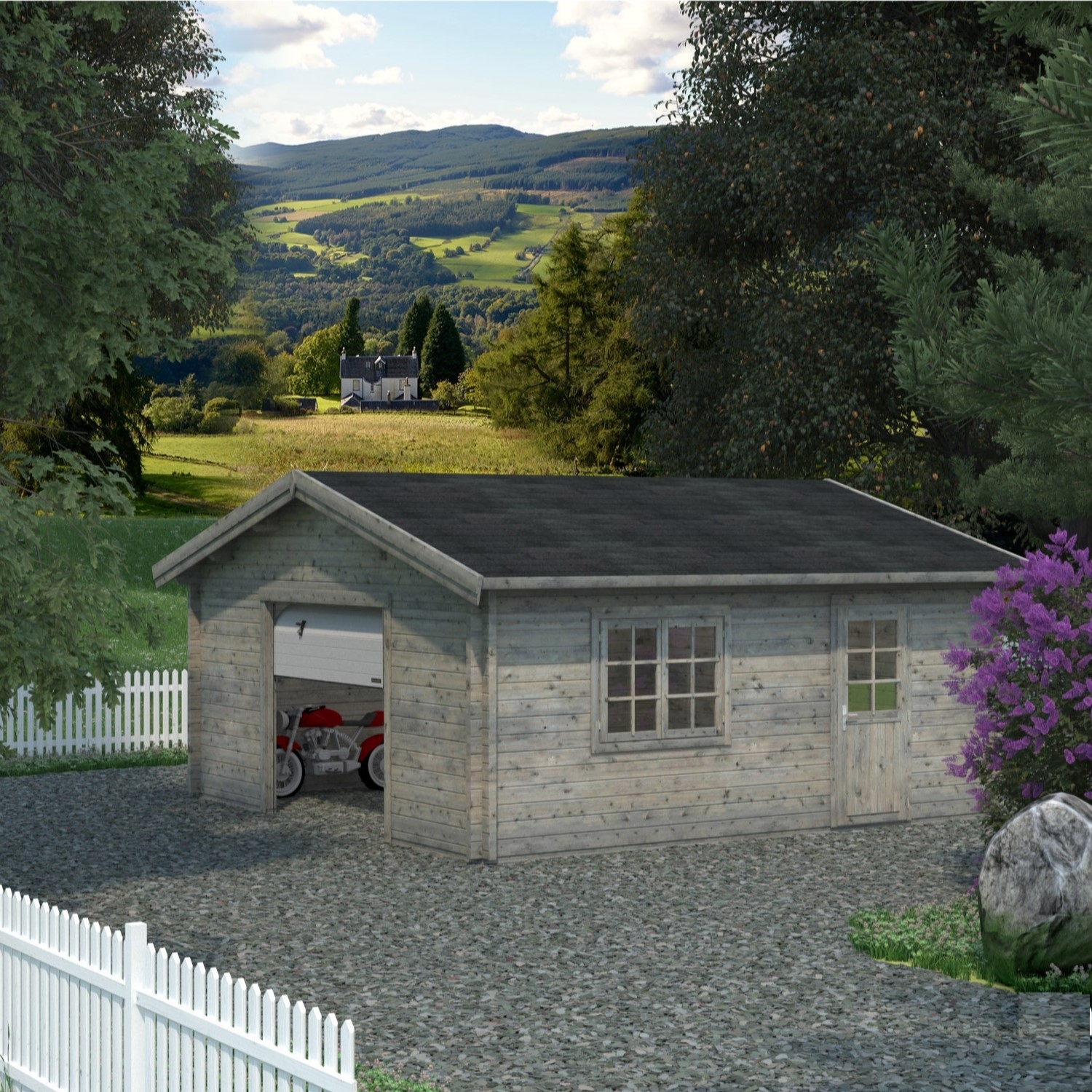 Roger 29,2 m2 (inv.  27,7 m2) with sectional door Ubehandlet tre