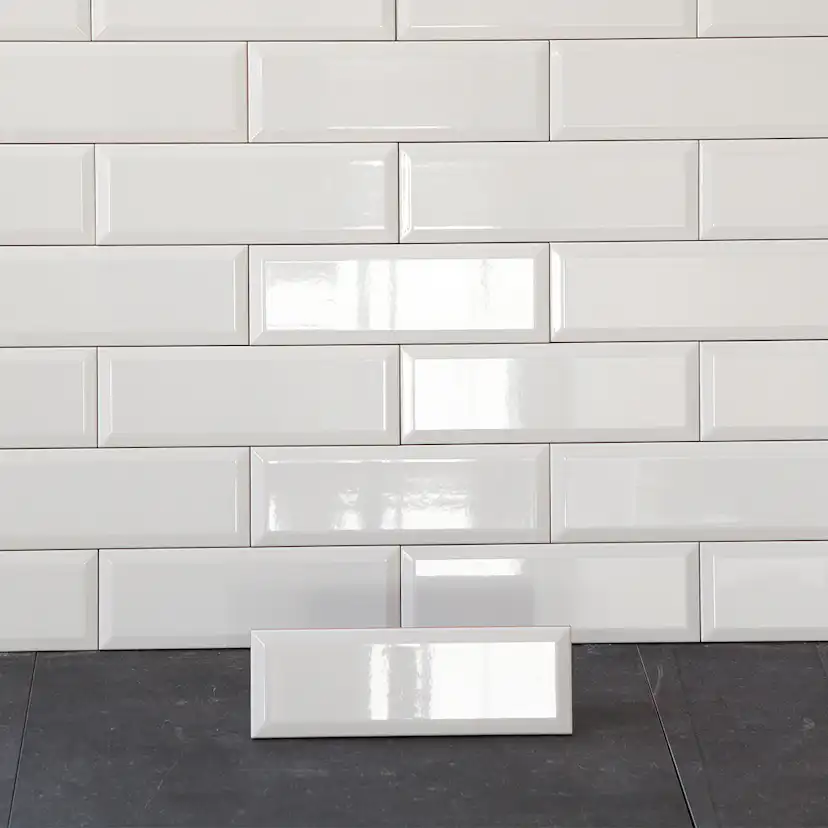 Flis Biselado Blank Hvit 10x30 cm