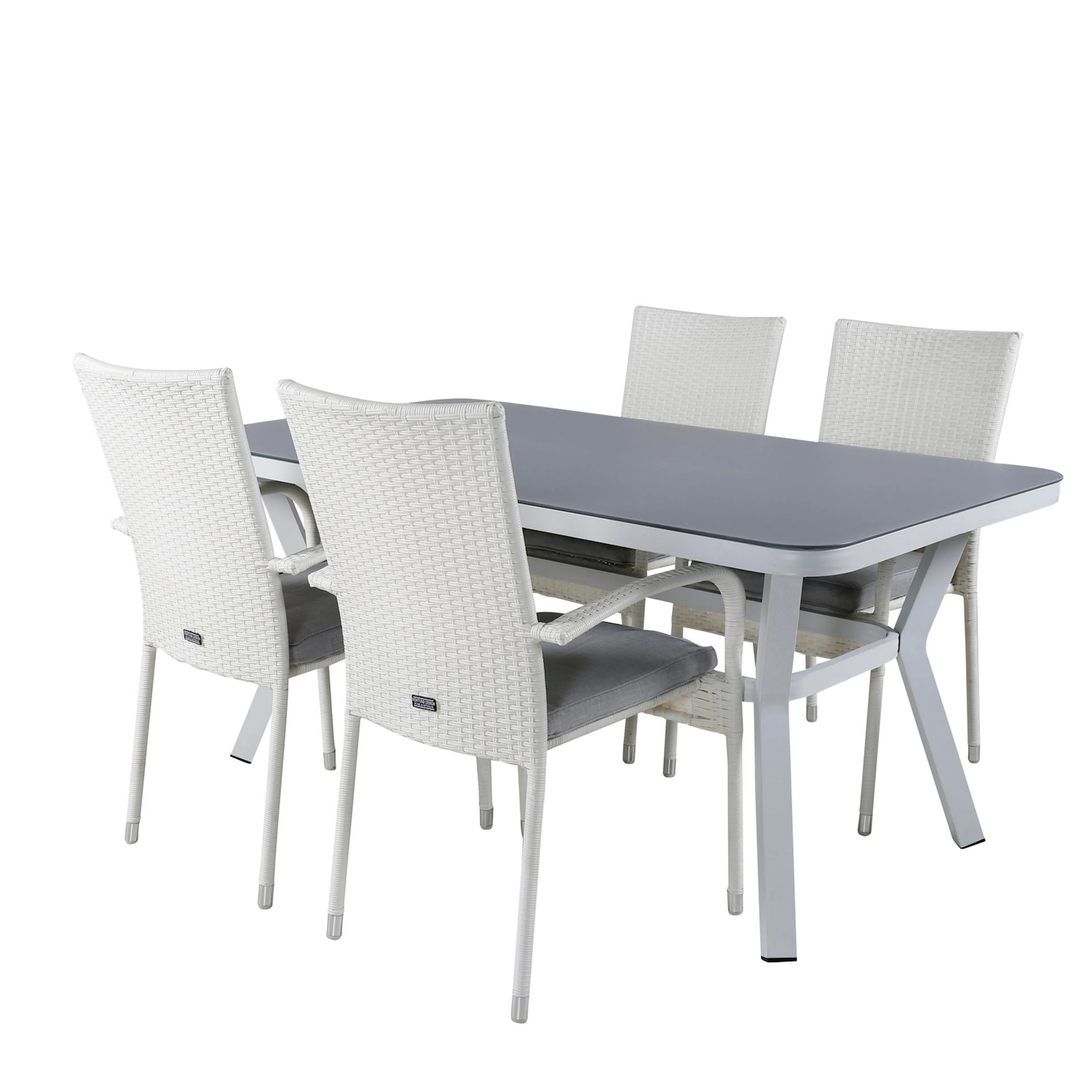 Virya Dining Table - White Alu / Grey Glass - small table+An Hvit