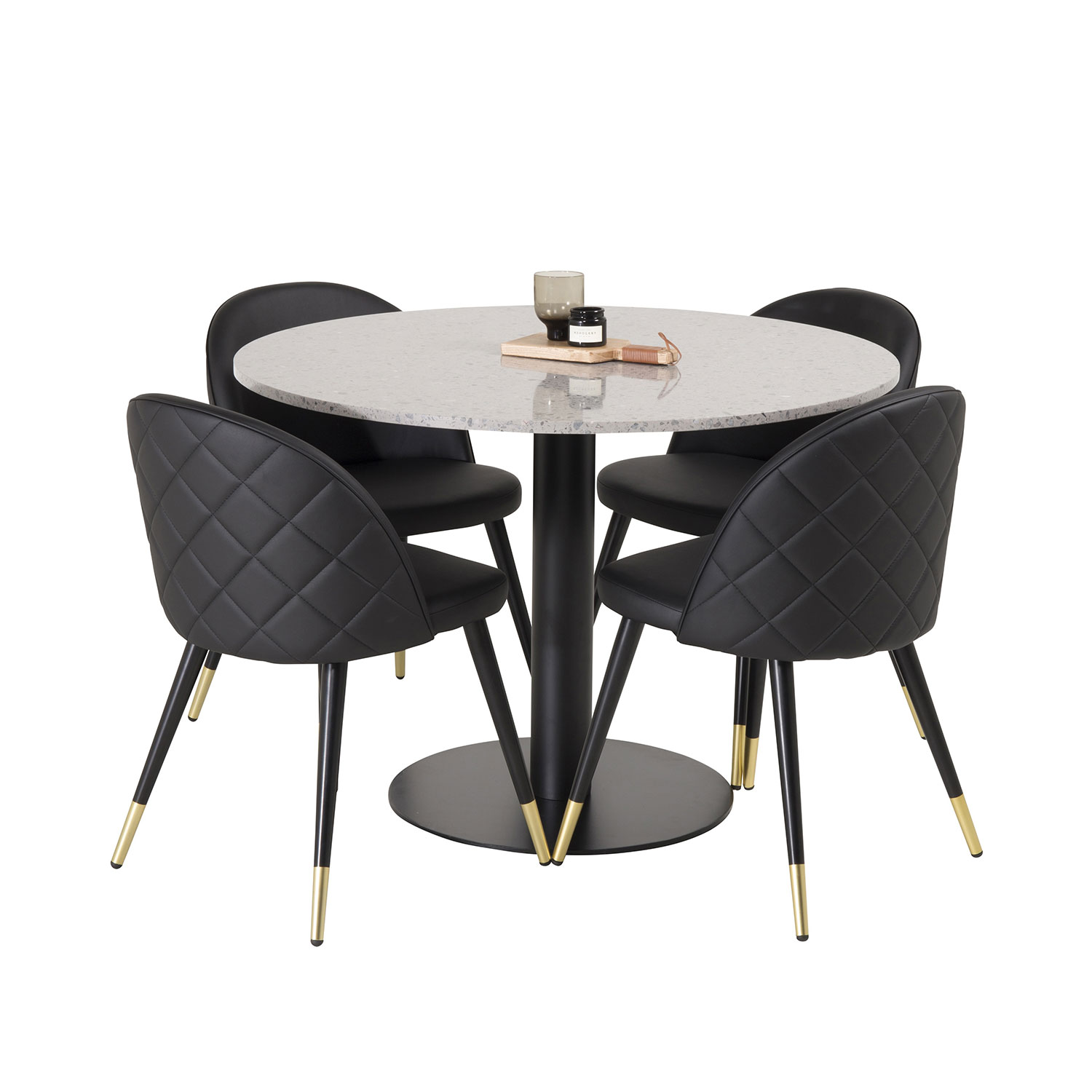 Spisegruppe Venture Home Razzia med 4 Velvet Stoler Skinn
