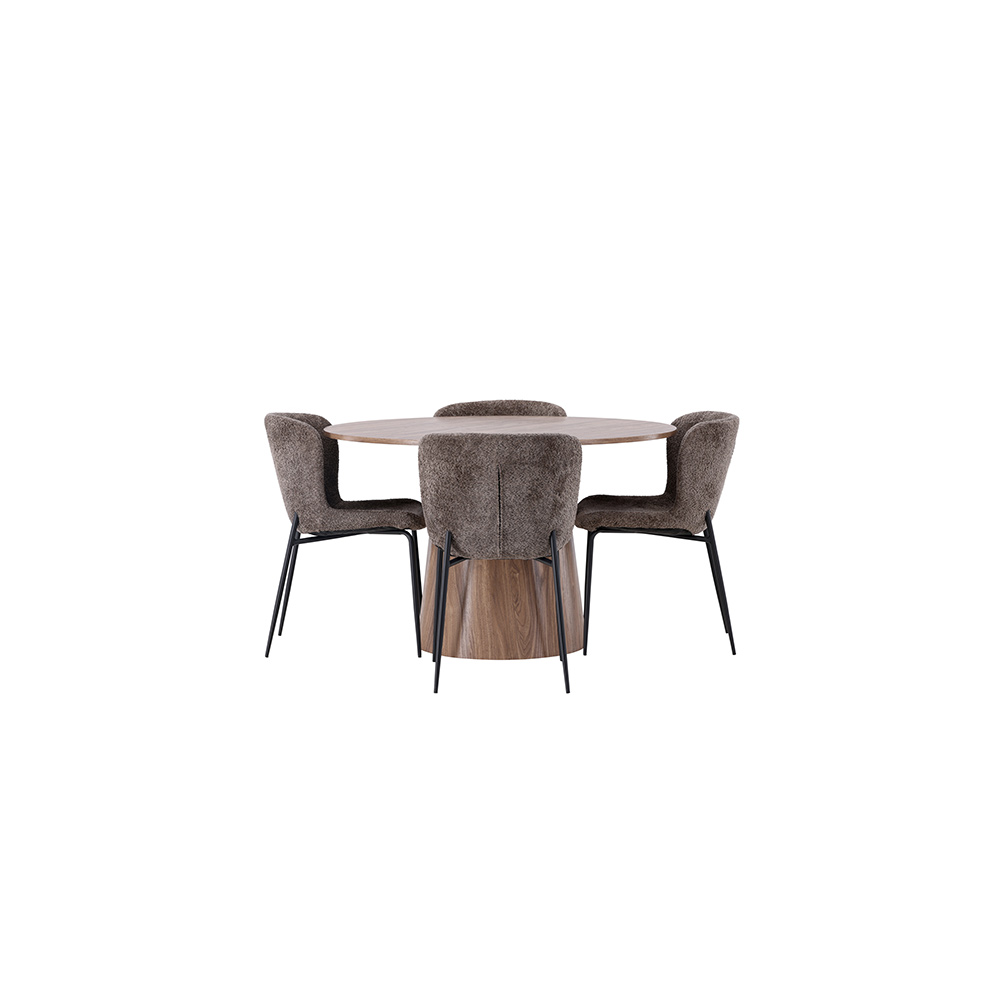 Spisegruppe Venture Home Lanzo Ø120 cm med 4 stk Modesto Stoler