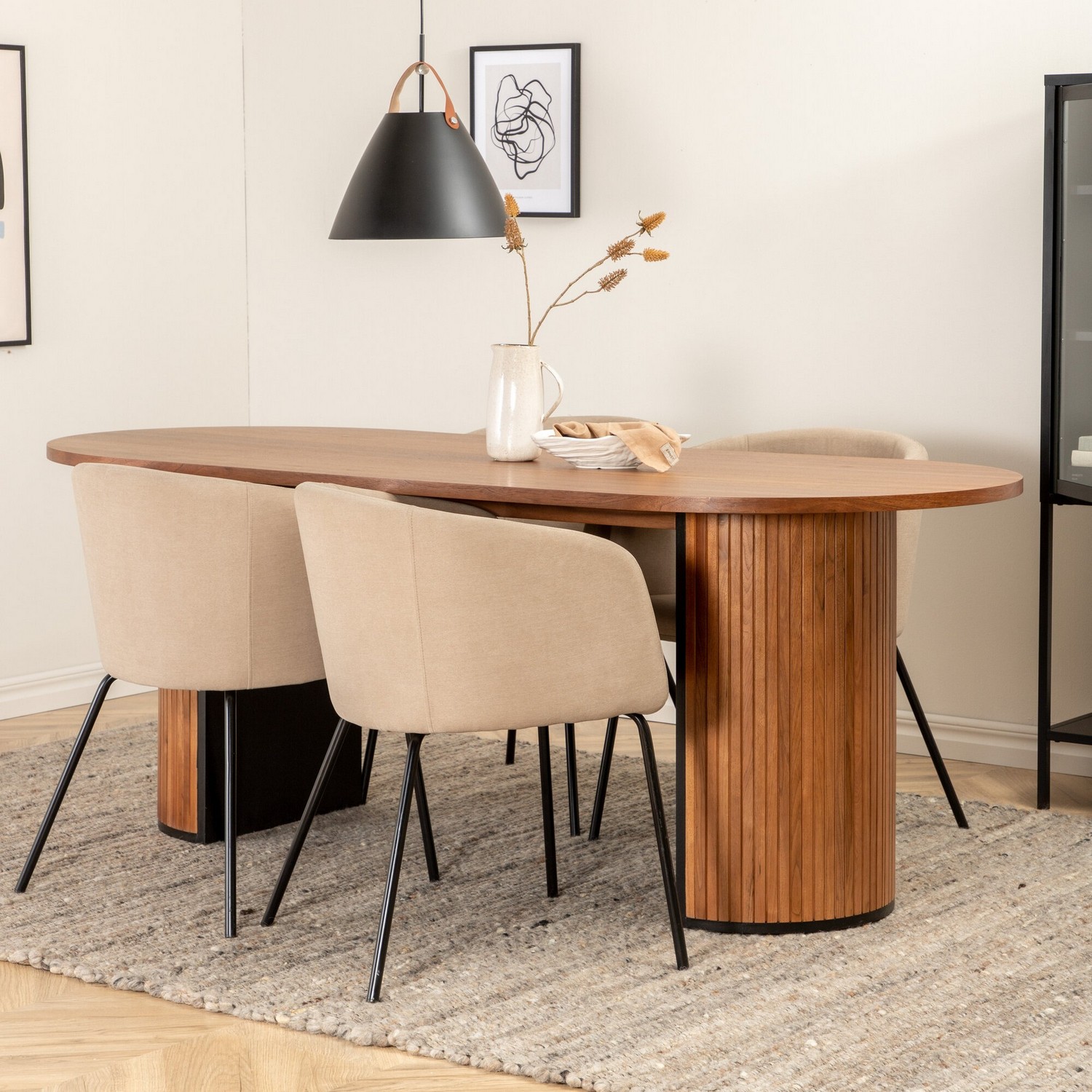 Spisegruppe Venture Home Bianca med 4 Bergen Stoler Polyester
