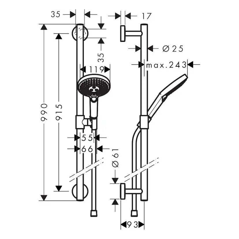Dusjsett Hansgrohe Raindance Select S 3jet