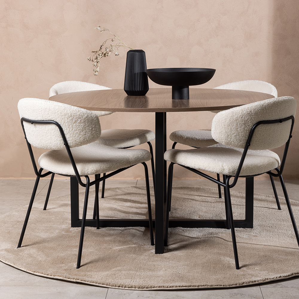 Spisegruppe Venture Home Durango Ø 120 cm med 4 Chico Stoler