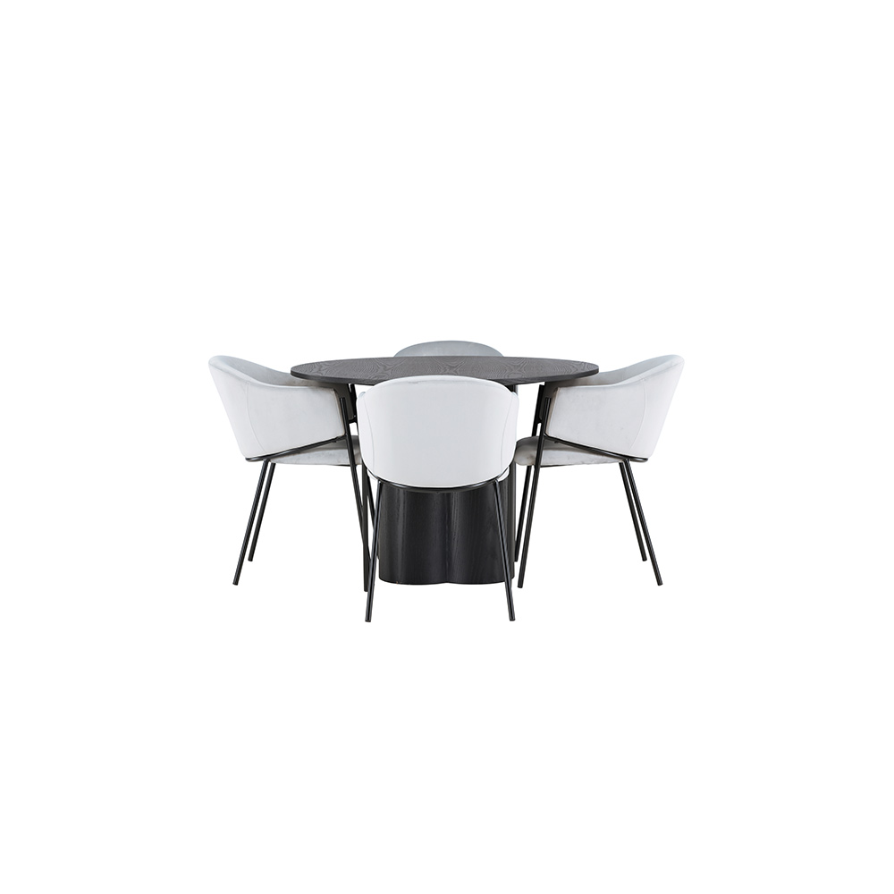 Spisegruppe Venture Home Olivia Ø110 cm med 4 stk Evelina Stoler