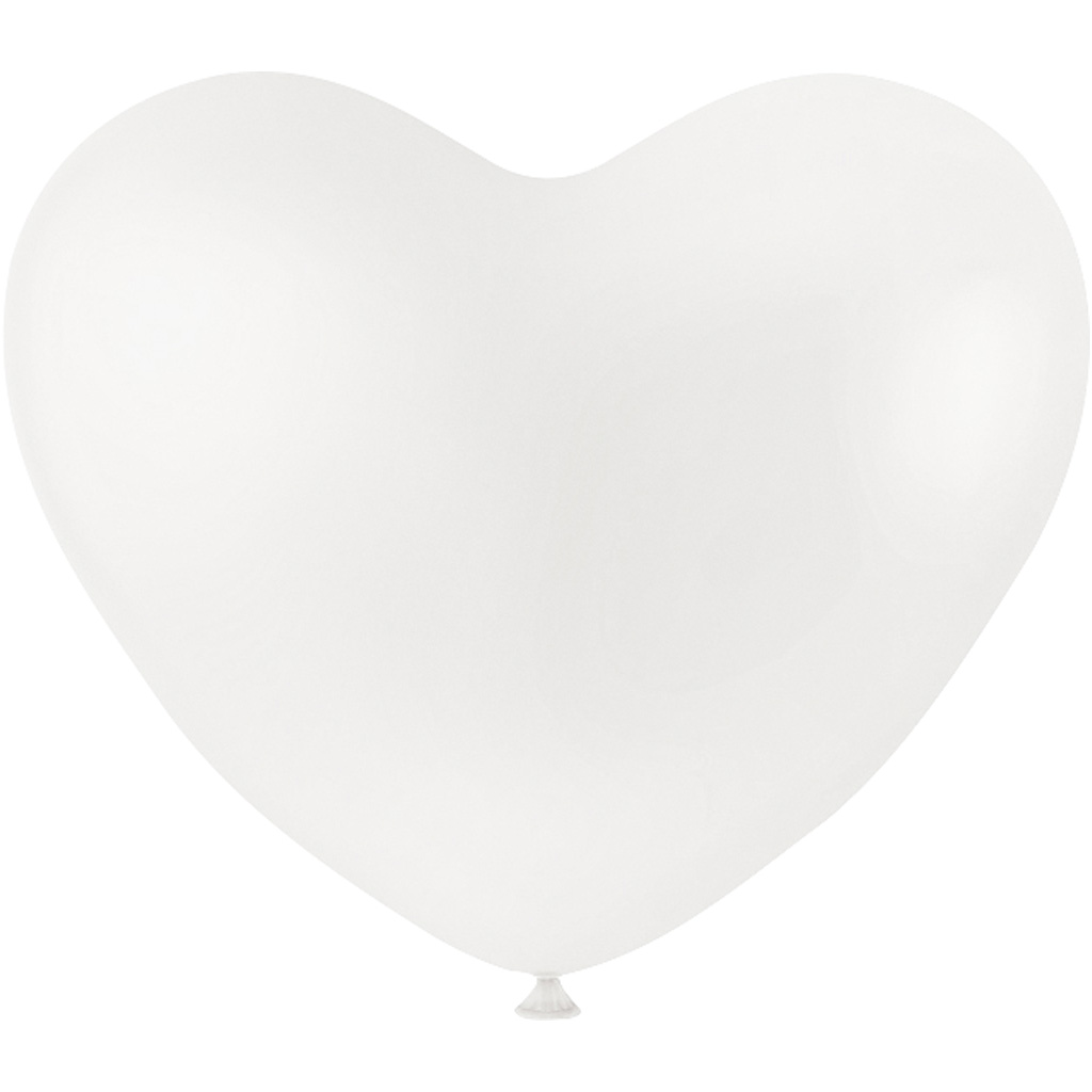 Ballonger, vit, hjärtan, 8 st./ 1 förp. Hvit