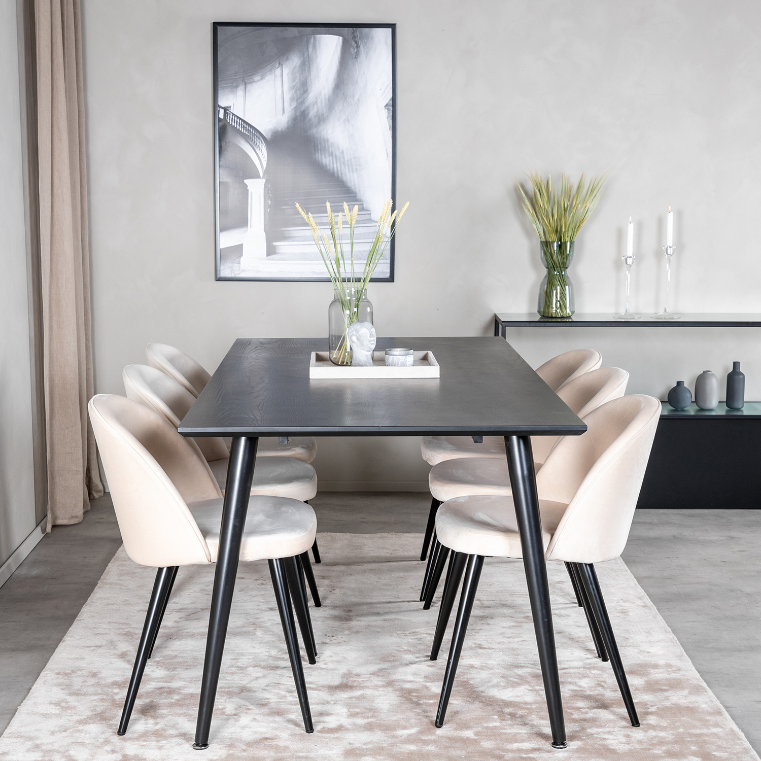 Spisegruppe Venture Home Dipp med 6 Velvet Stoler