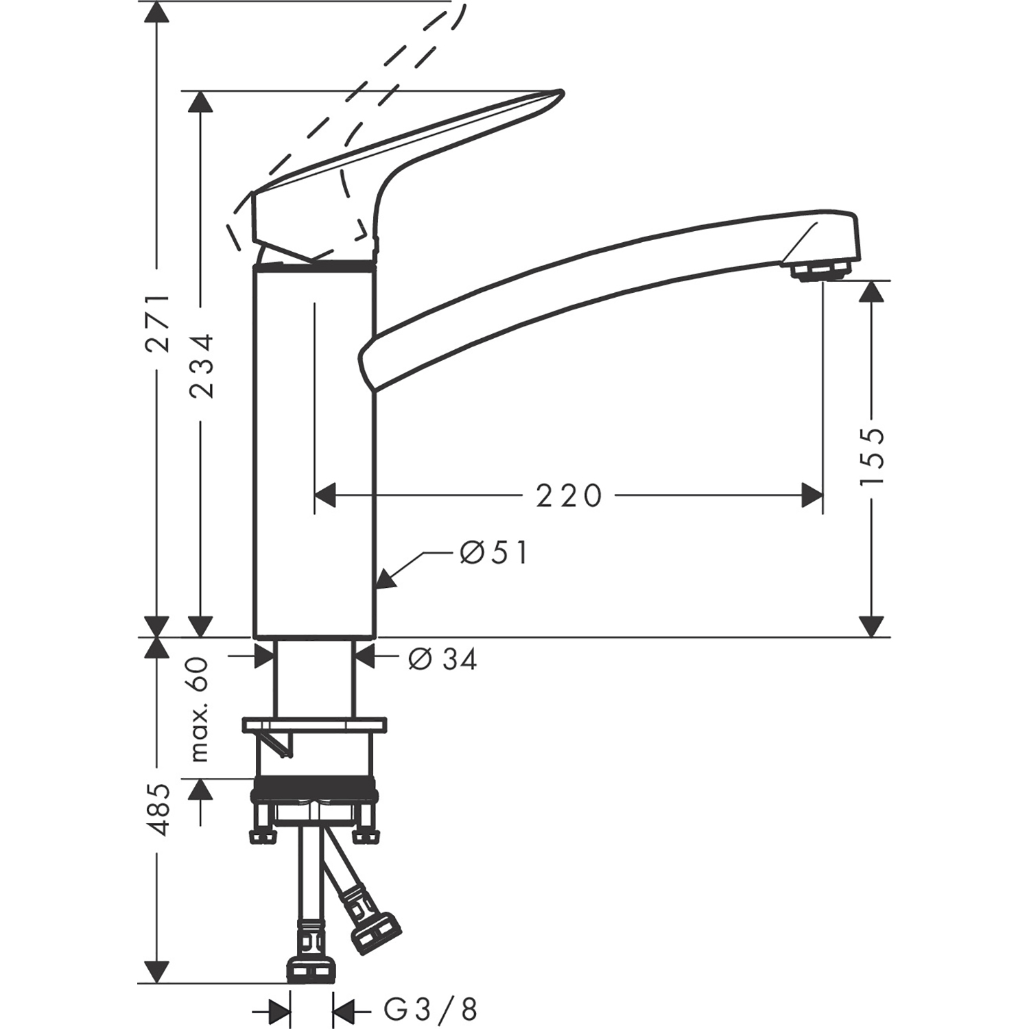 Kjøkkenbatteri Hansgrohe Logis M31 160