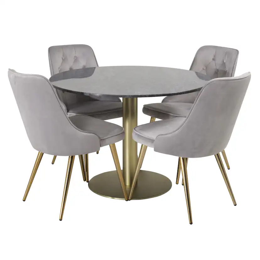 Spisegruppe Venture Home Estelle med 4 Vera Stoler Fløyel