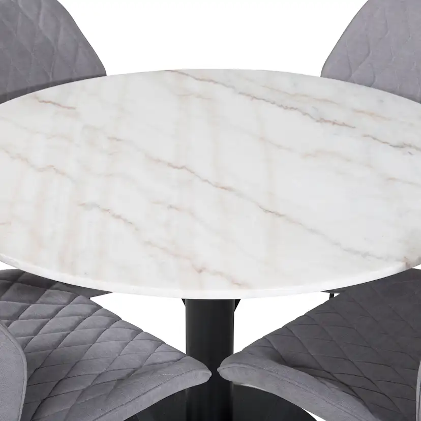 Spisegruppe Venture Home Estelle med 4 Geneva Stoler Polyester