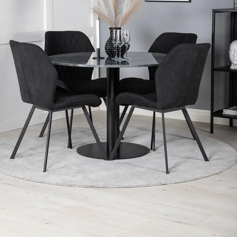 Spisegruppe Venture Home Estelle med 4 Geneva Stoler Polyester