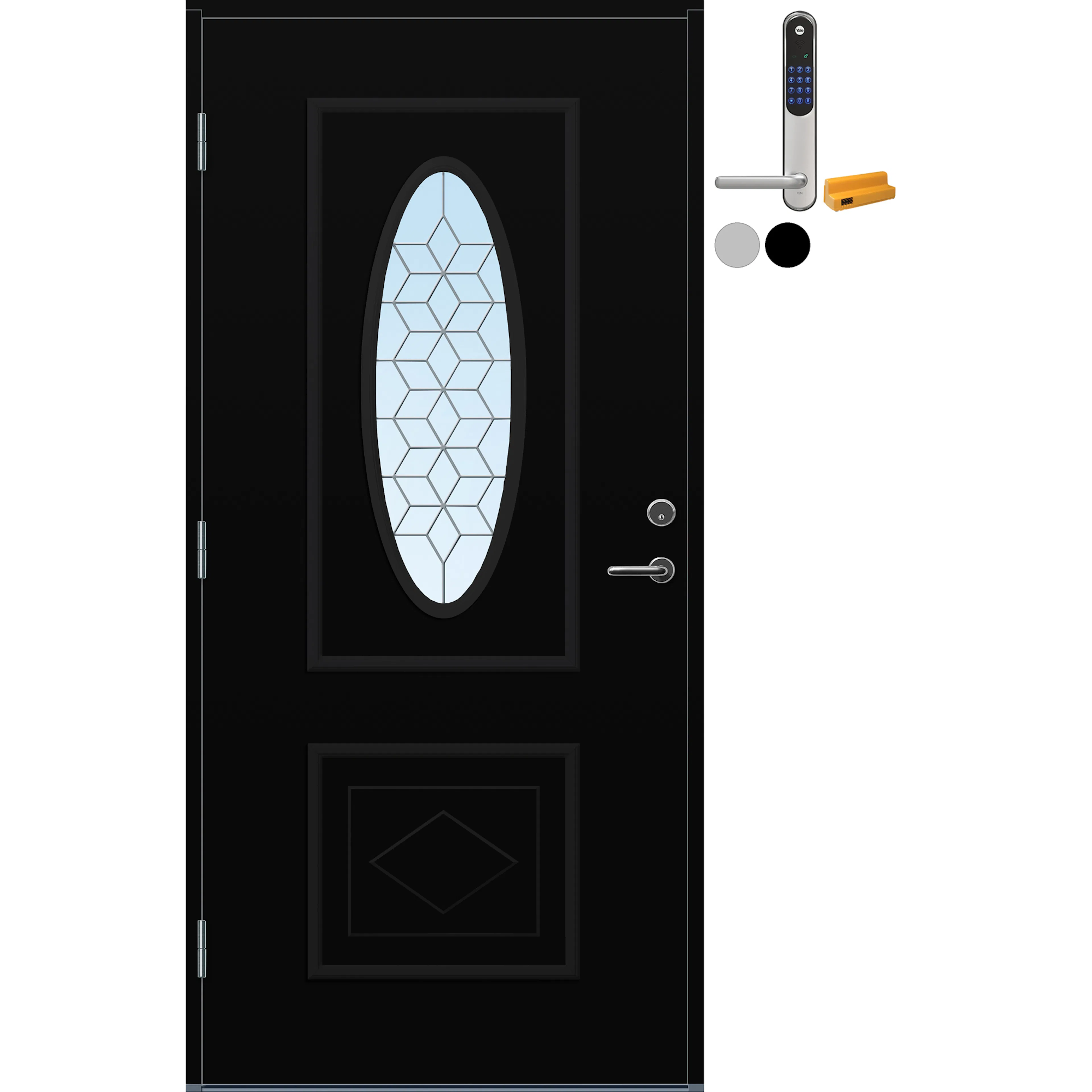 Ytterdør Bygg1 Fana Klart Blyglass med Yale Doorman Classic Home