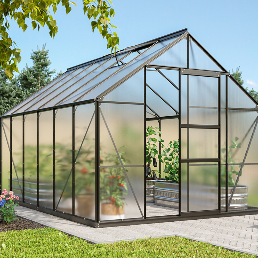Drivhus Vitavia Merkur 9900 6mm Polykarbonat Sort Med Sokkel