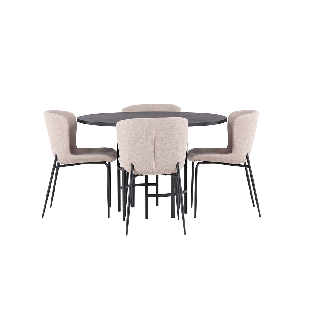 Spisegruppe Venture Home Copenhagen Ø 115 cm med 4 Modesto Stoler