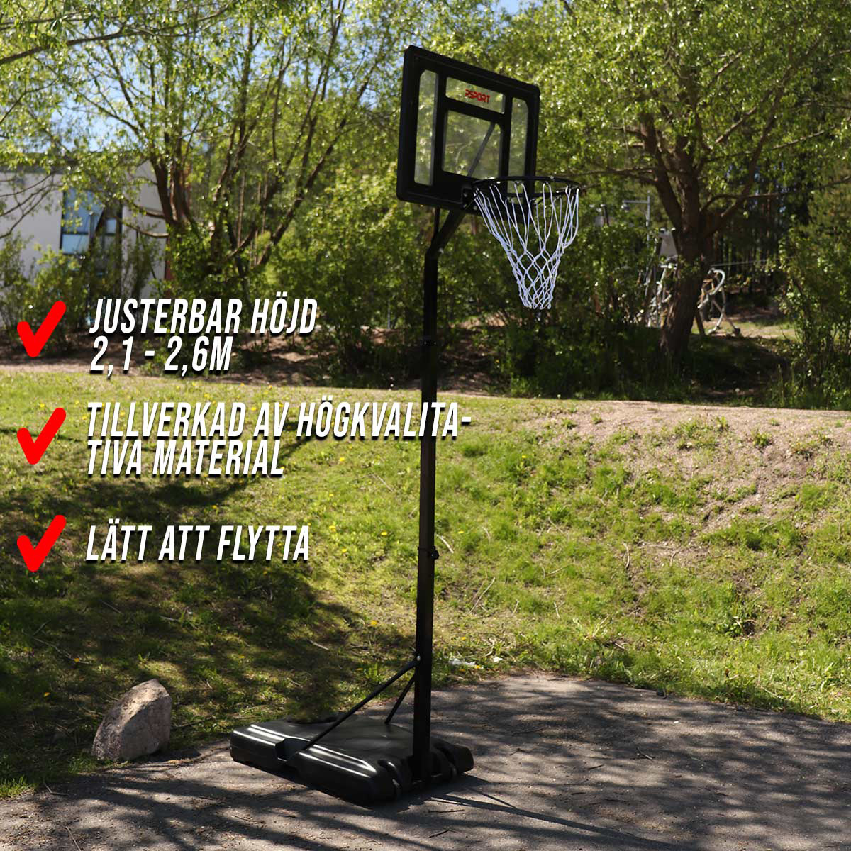 Basketballstativ ProSport Ungdom Black Edition 2,1-2,6m