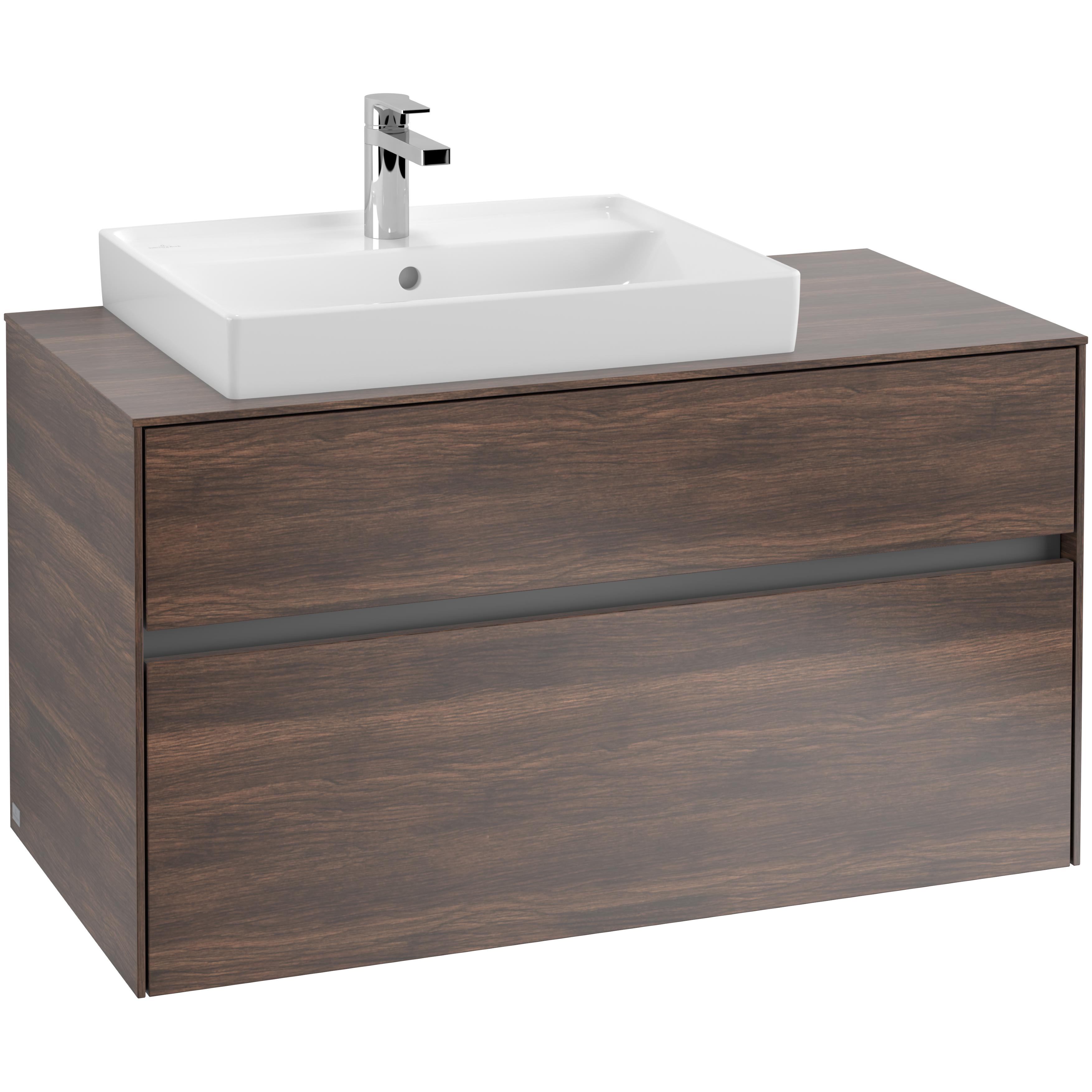 Tvättställsskåp Villeroy & Boch Collaro 100 cm med 2 Lådor för Ovanpåliggande Tvättställ | badrum - badrumsmobler - tvattstallsskap-och-kommod | KakelKungen