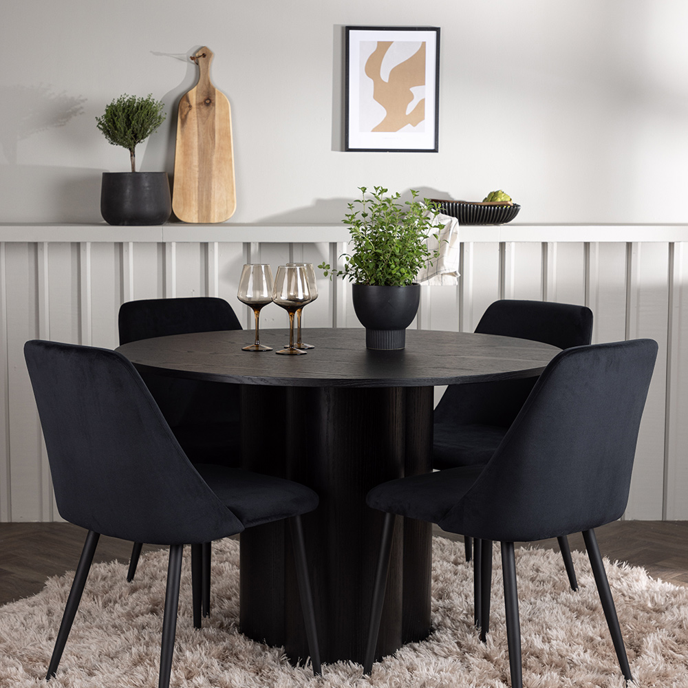 Spisegruppe Venture Home Olivia Ø110 cm med 4 stk Night Stoler