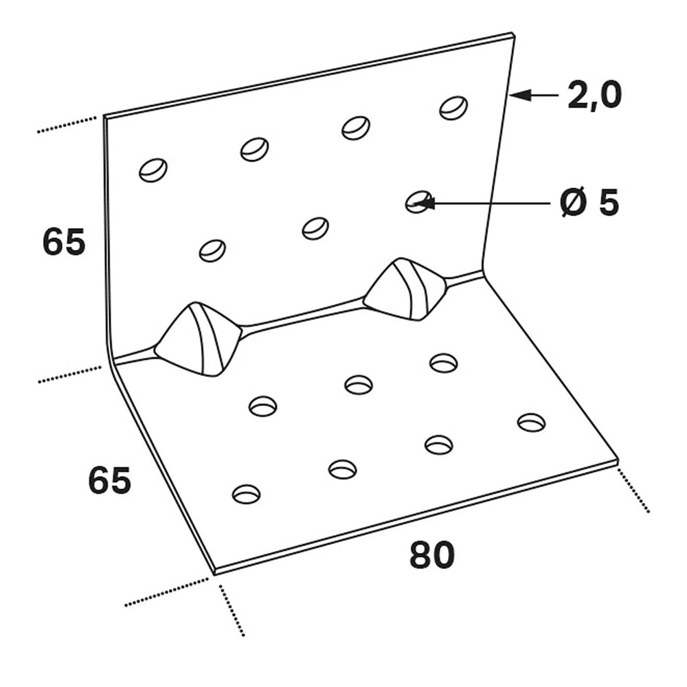 Vinkelbrakett FAST ABS 65x65x2,0x80 mm