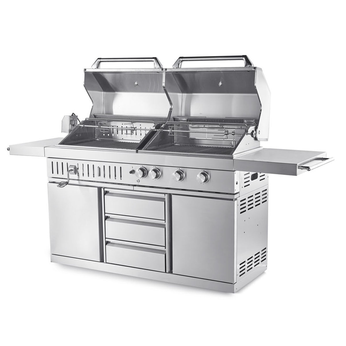 Frittstående Gass- og Kullgrill Myoutdoorkitchen Stainless Collection med 3 Brennere