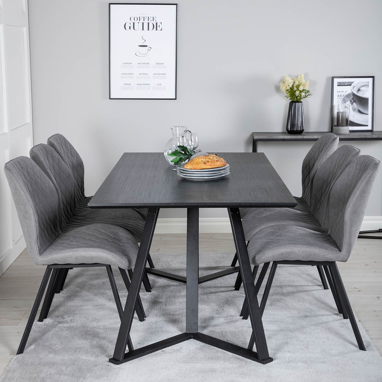 Spisegruppe Venture Home Madde med 6 Geneva Stoler
