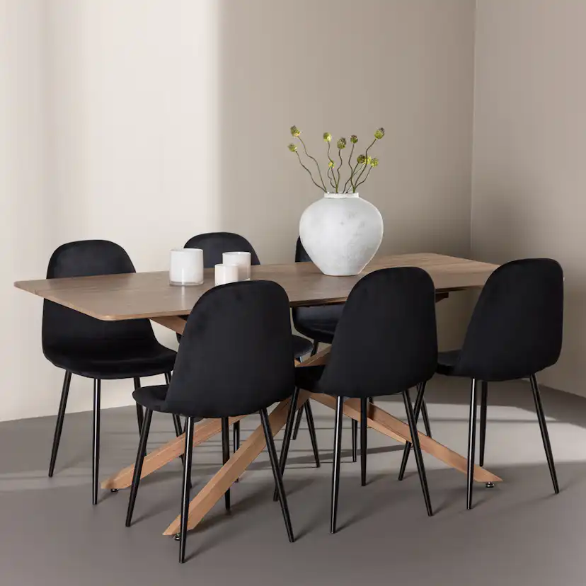 Spisegruppe Venture Home Piazza 180 med 6 stk Polar Stoler Fløyel