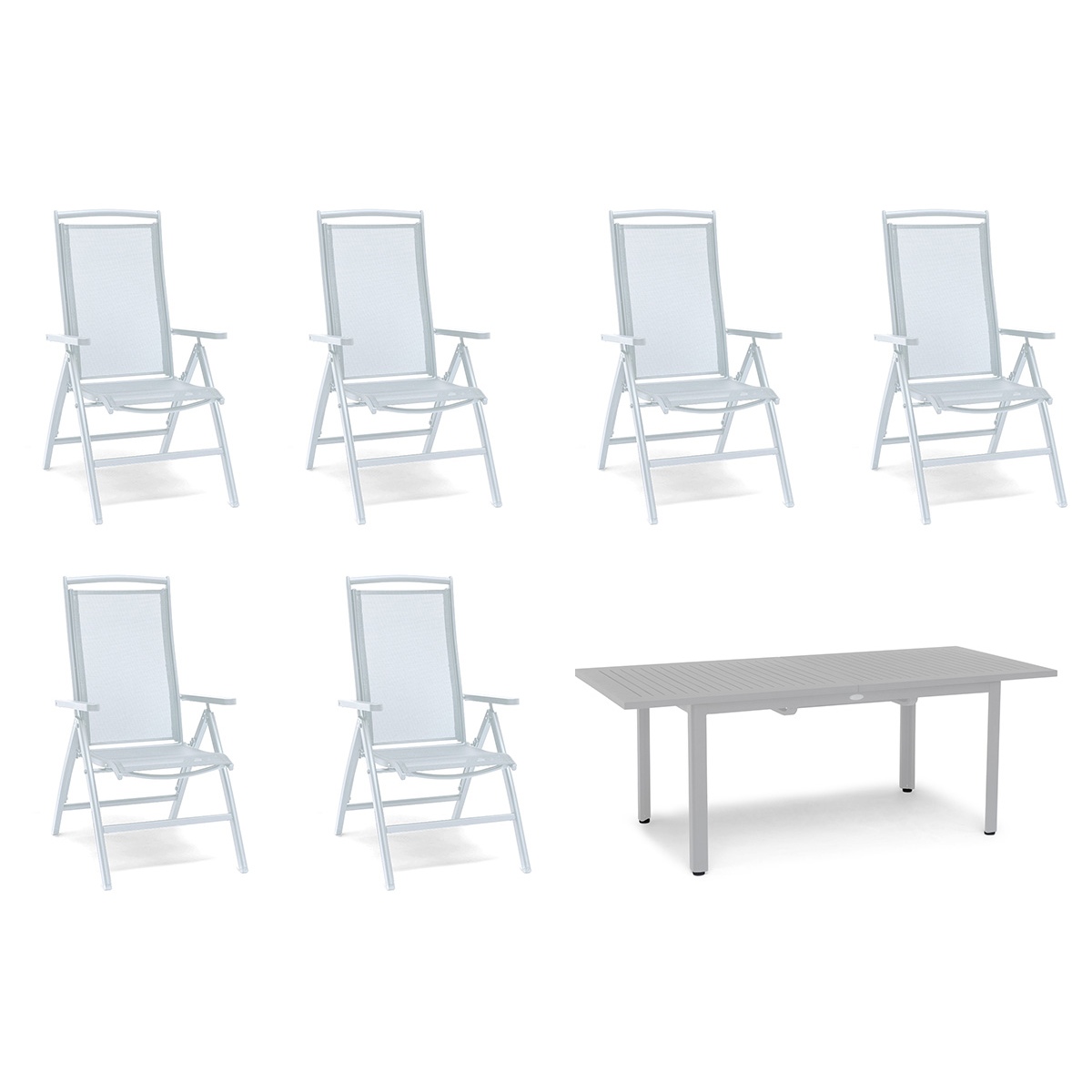 Spisegruppe Hage Hillerstorp Nydala 6stk Posisjonstoler med Uttrekkbart Hagebord 96x200-280 cm