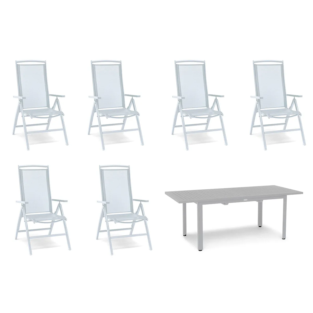 Spisegruppe Hage Hillerstorp Nydala 6stk Posisjonstoler med Uttrekkbart Hagebord 96x200-280 cm