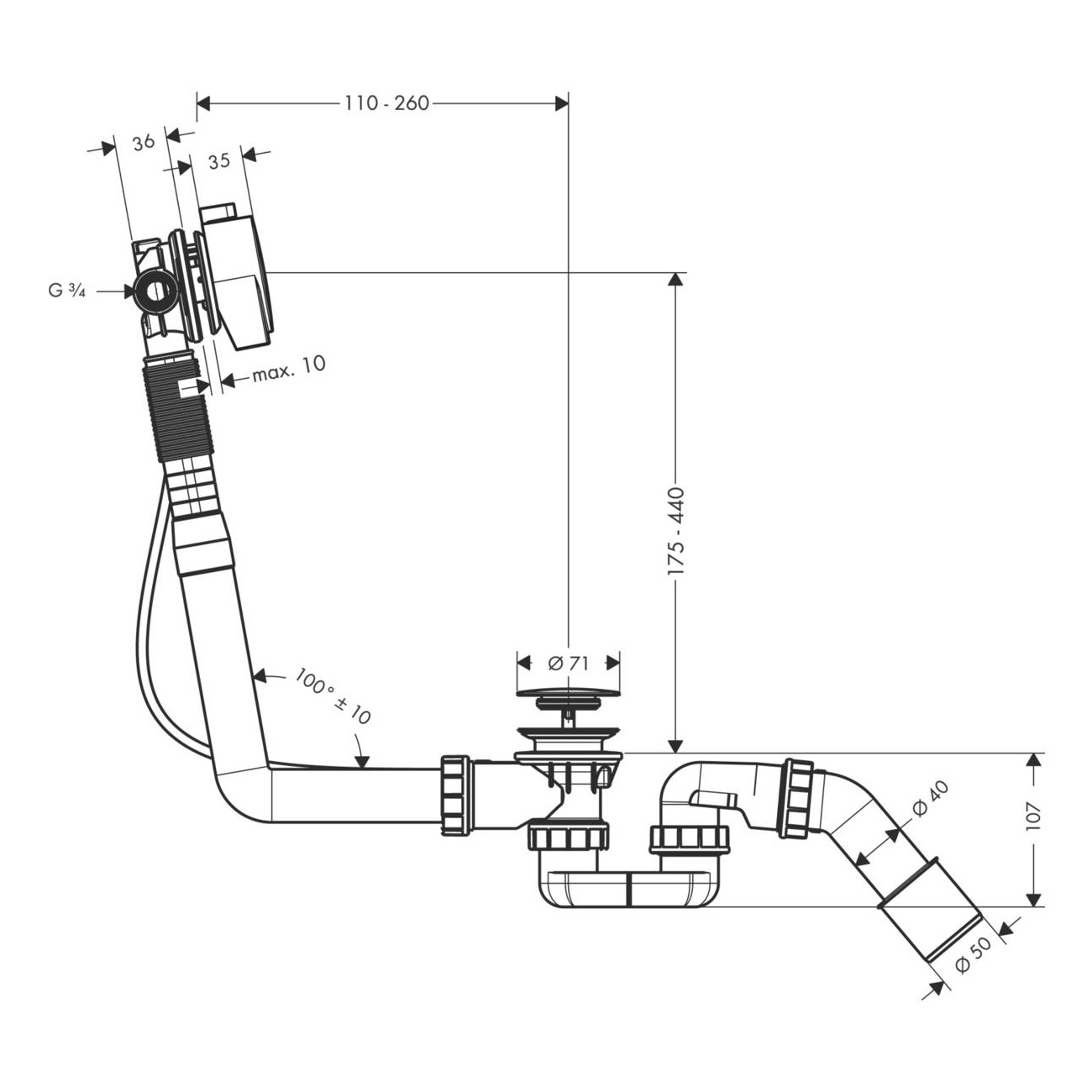 Avloppsset Hansgrohe Exafill S