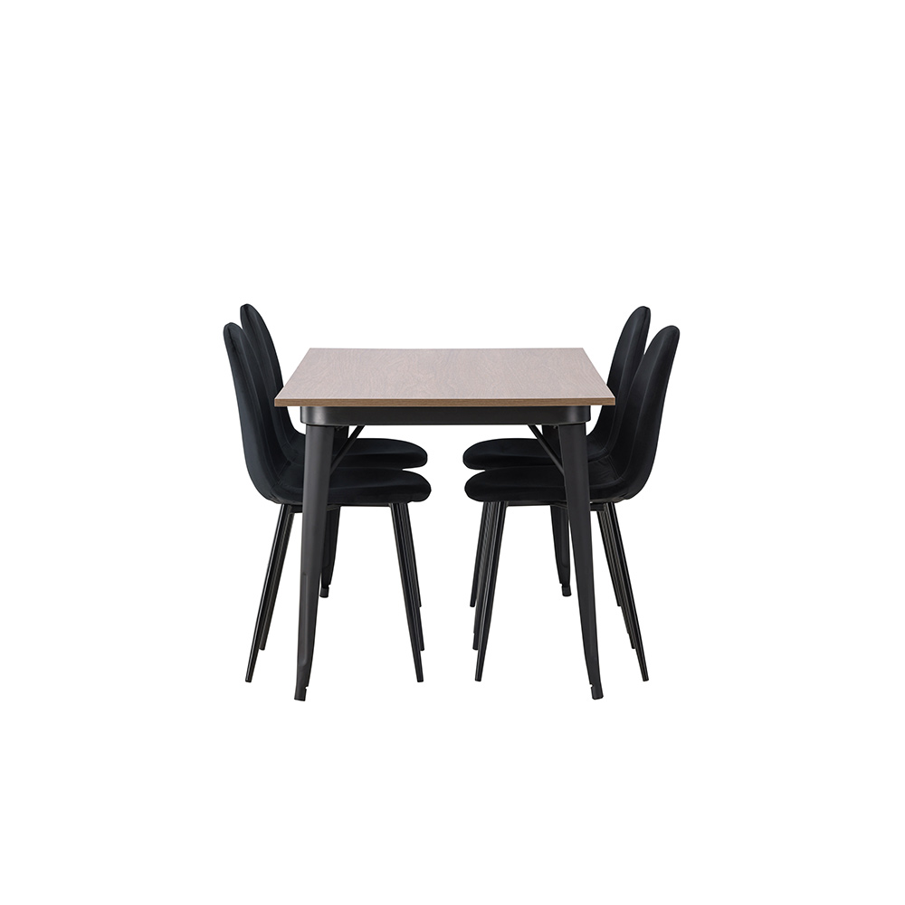 Spisegruppe Venture Home Tempe 140 cm med 4 Polar Stoler Fløyel