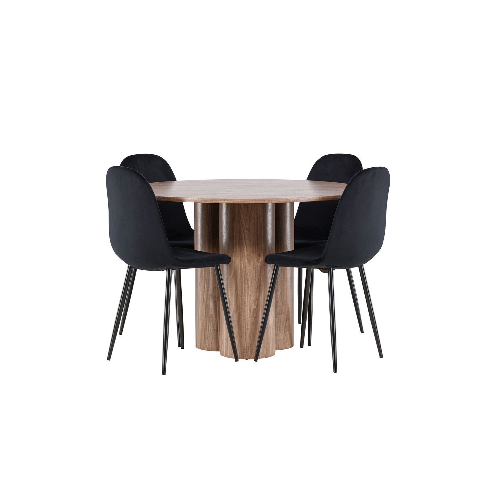 Spisegruppe Venture Home Olivia Ø110 med 4 stk Polar Stoler Fløyel