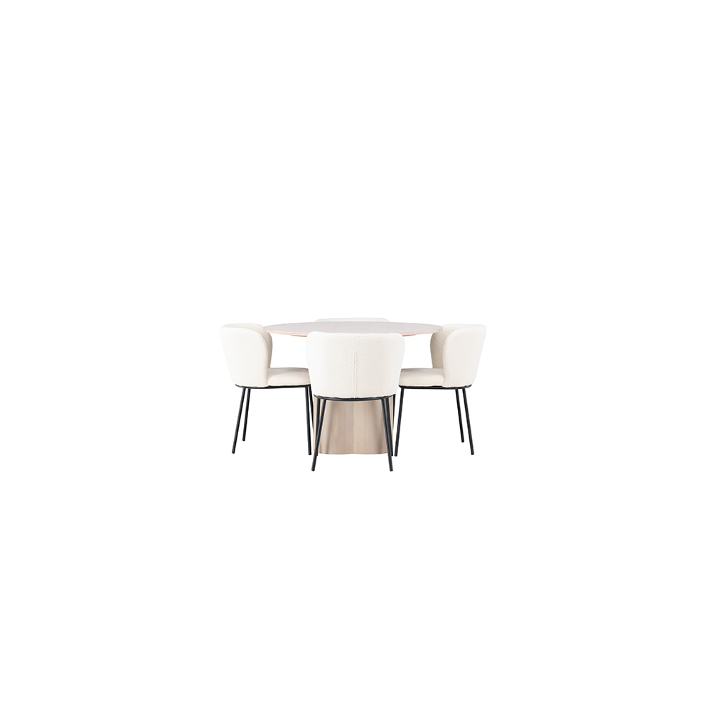 Spisegruppe Venture Home Olivia Ø110 cm med 4 stk Edina Stoler