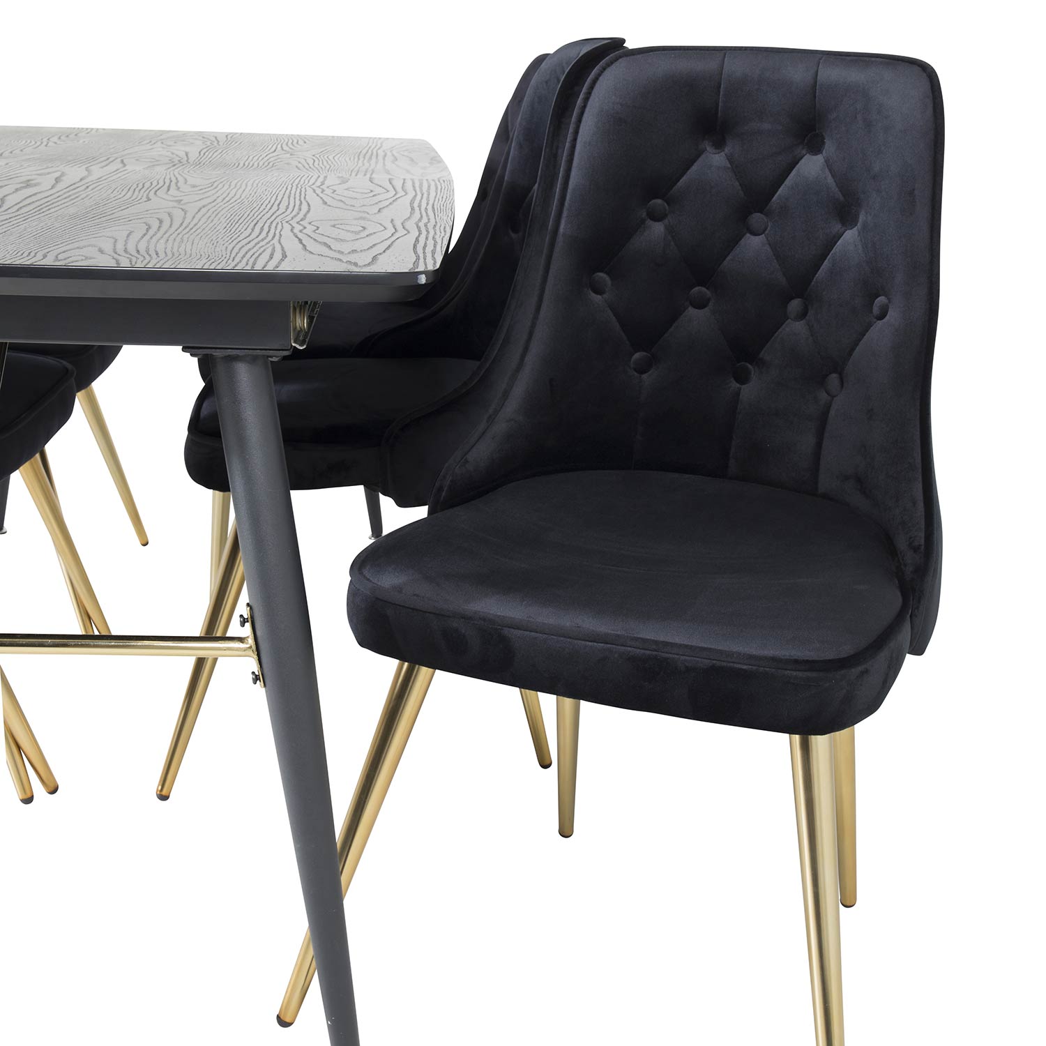 Spisegruppe Venture Home Gold med 6 Velvet Deluxe Stoler
