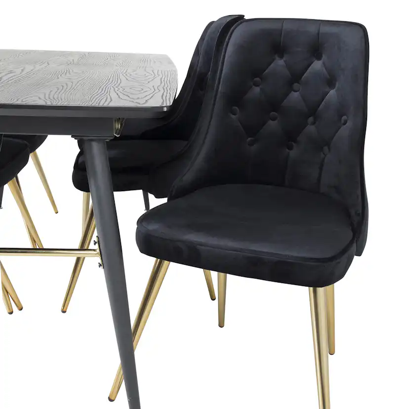 Spisegruppe Venture Home Gold med 6 Velvet Deluxe Stoler