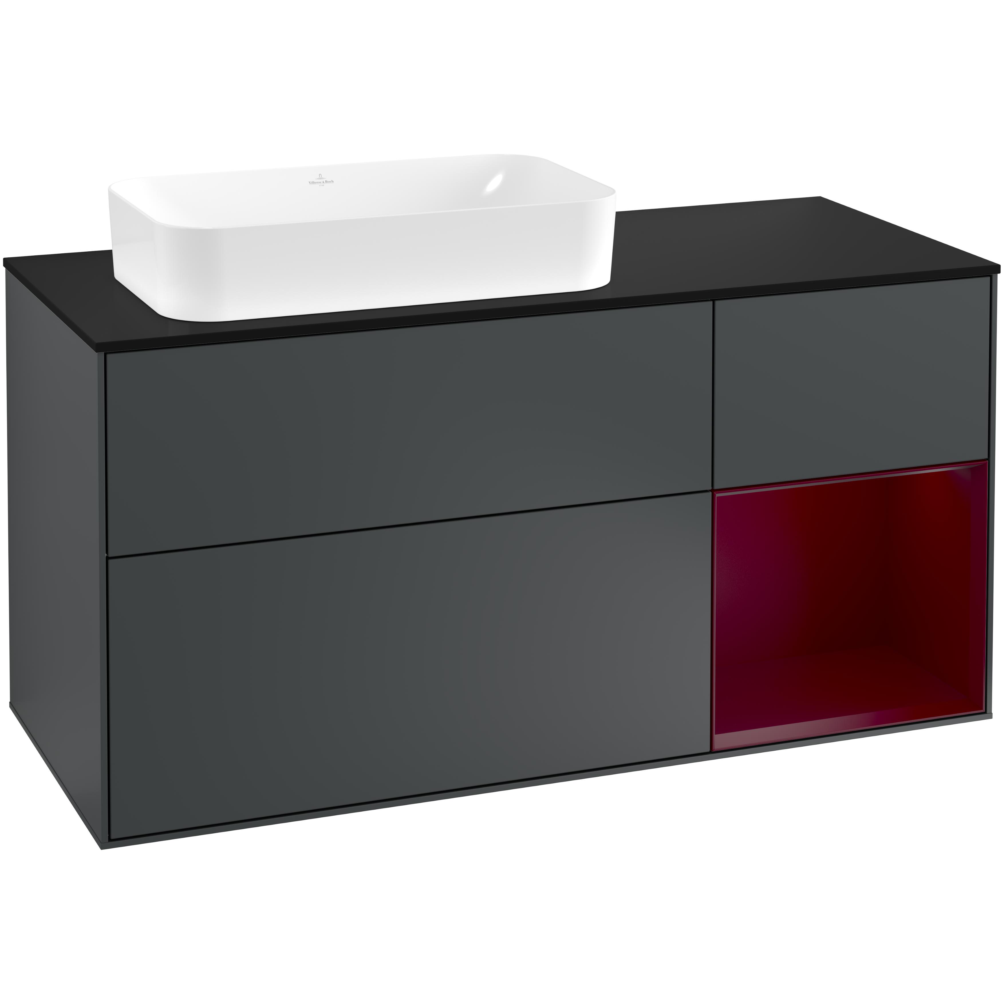 Tvättställsskåp Villeroy & Boch Finion med 3 Lådor Hylla och Bänkskiva för Ocentrerat Fristående Tvättställ