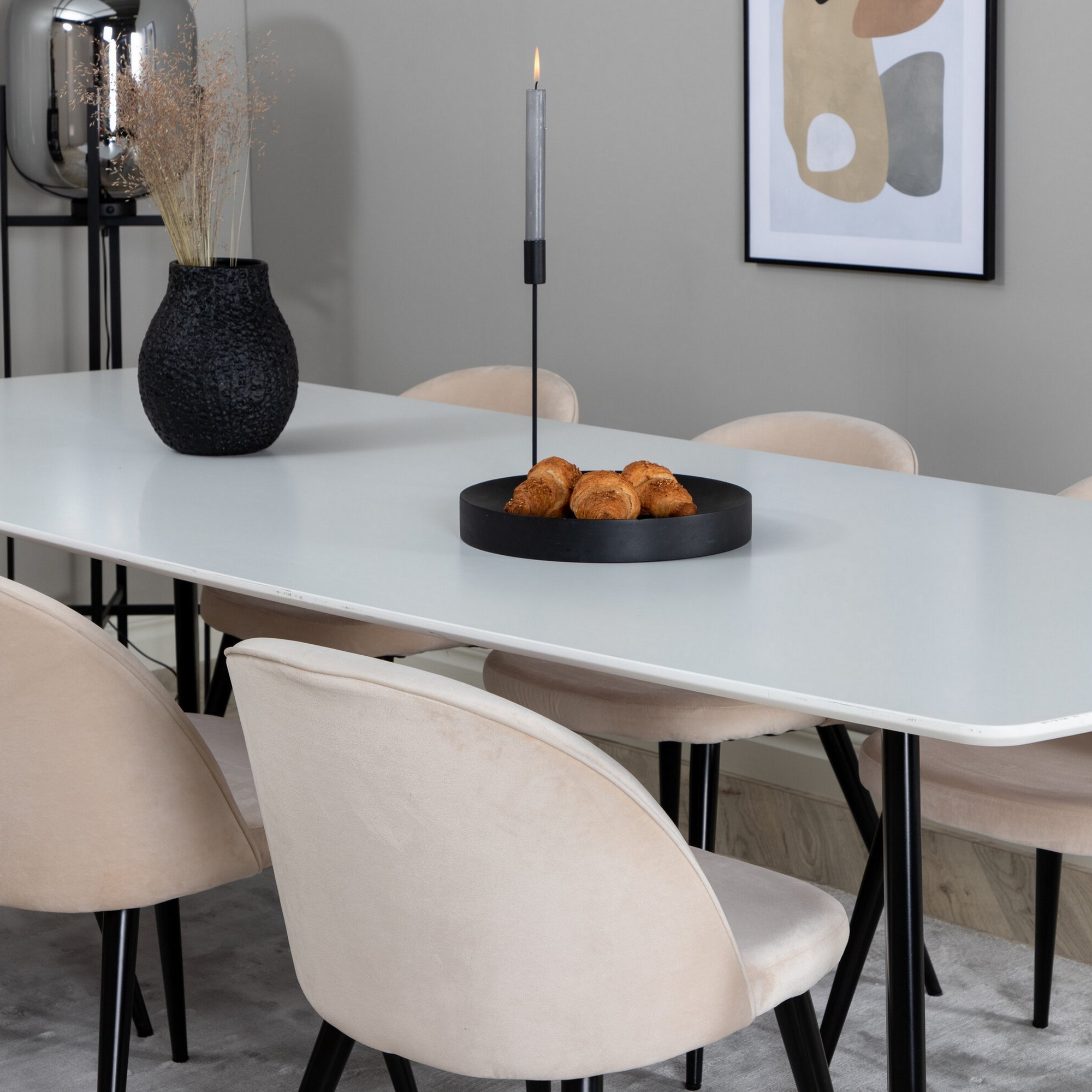 Spisegruppe Venture Home Polar med 6stk Velvet Stoler