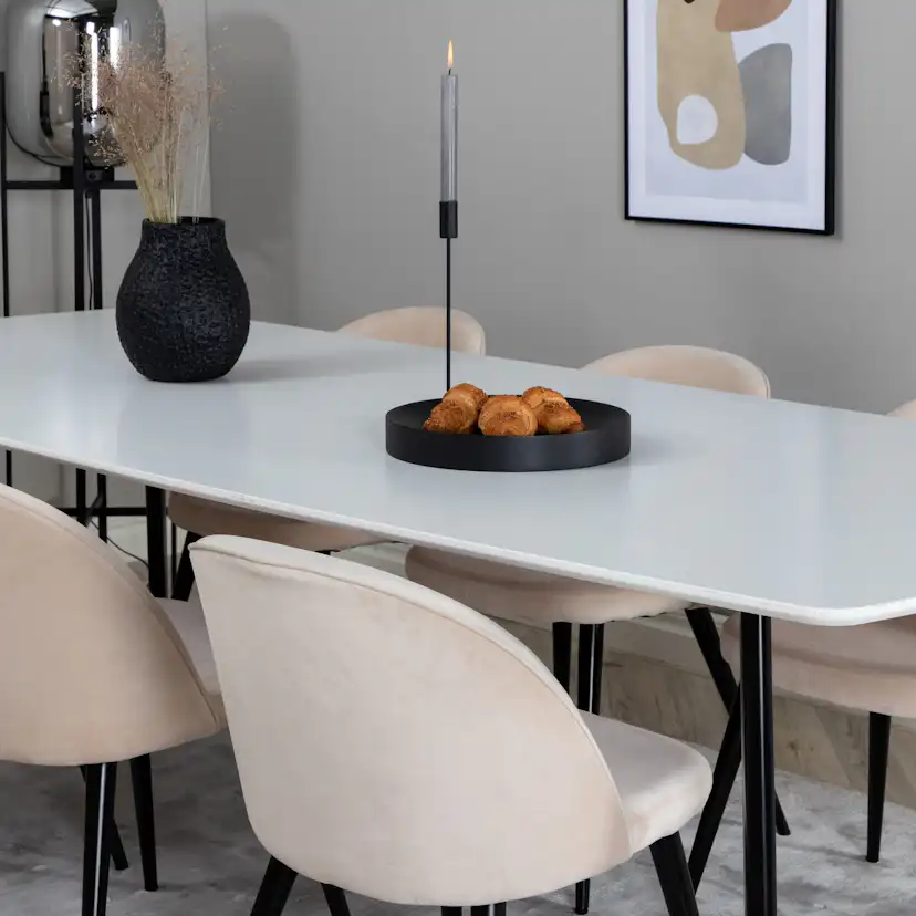 Spisegruppe Venture Home Polar med 6stk Velvet Stoler