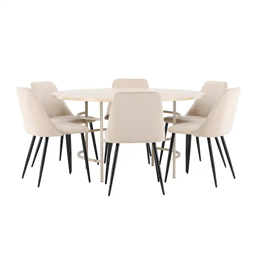 Spisegruppe Venture Home Copenhagen Ø140 cm med 6st Night Spisestoler