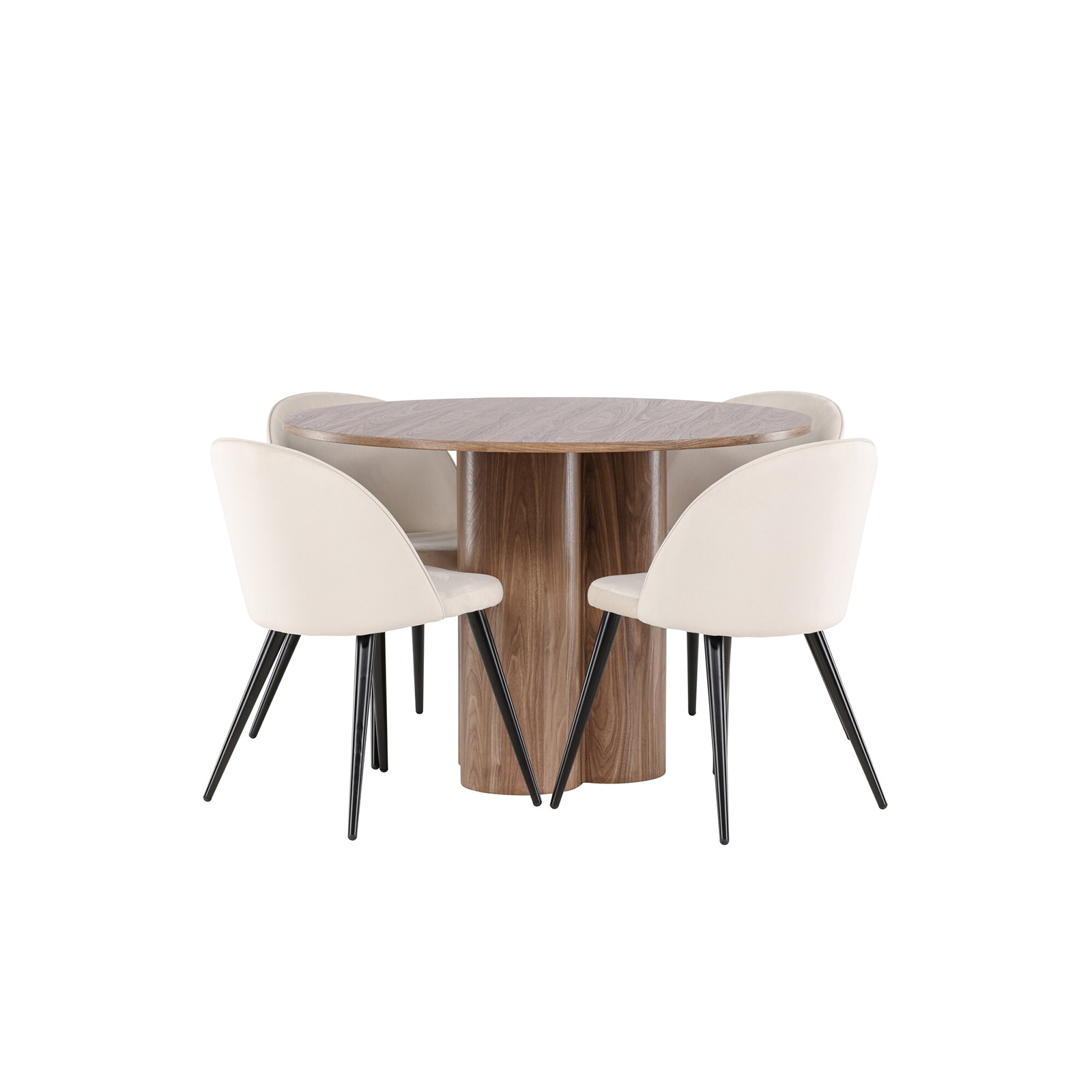 Spisegruppe Venture Home Olivia Ø110 med 4 stk Velvet Stoler