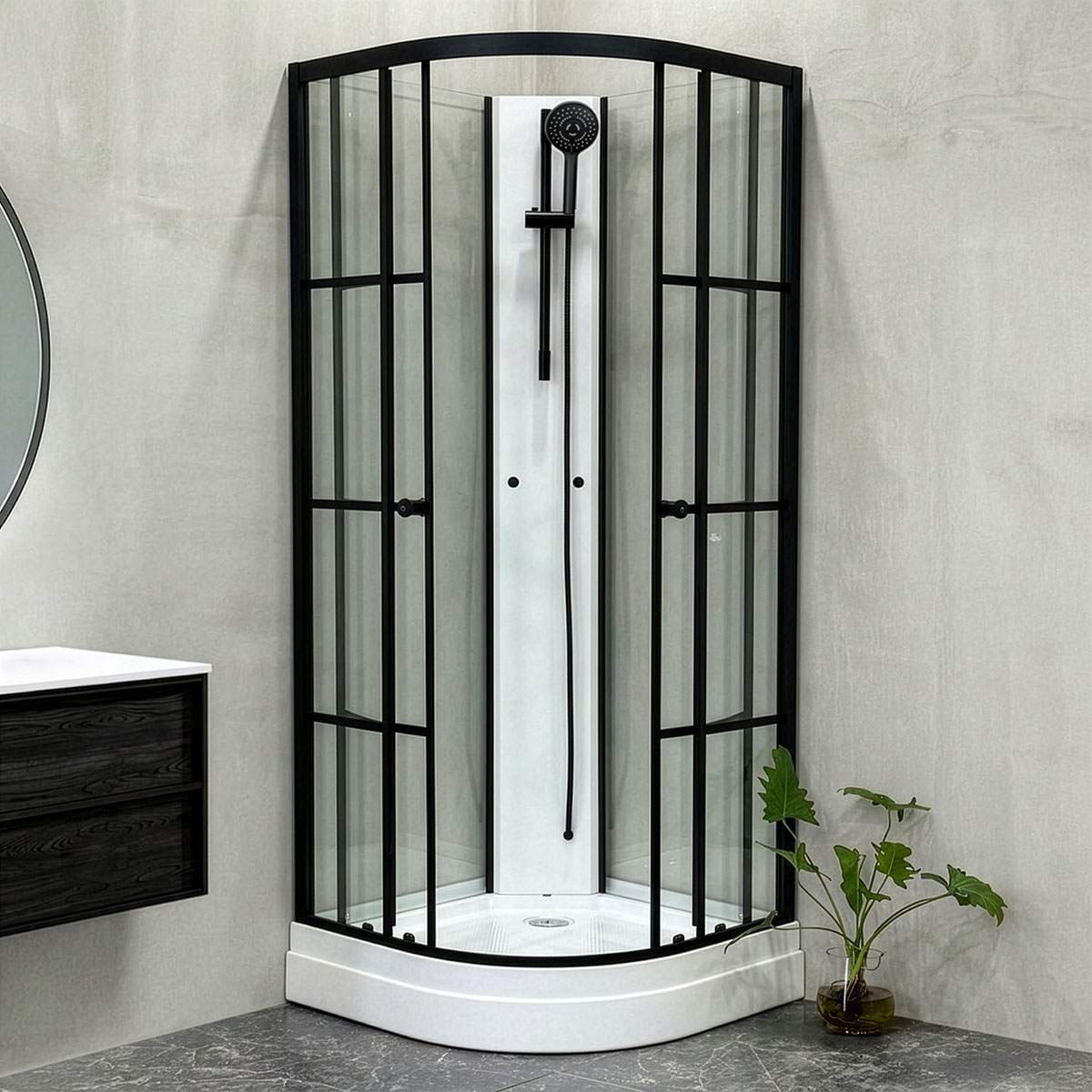 Dusjkabinett Bathlife Betrakta 80x80 Svart/Hvit