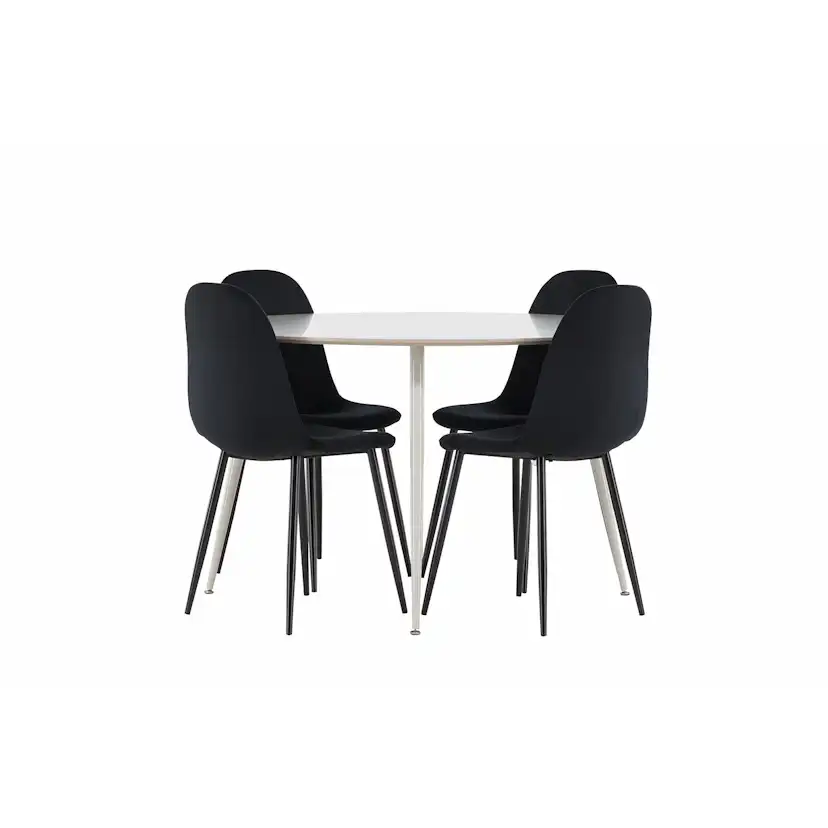 Spisegruppe Venture Home Plaza Ø120 med 4 stk Polar Stoler Fløyel